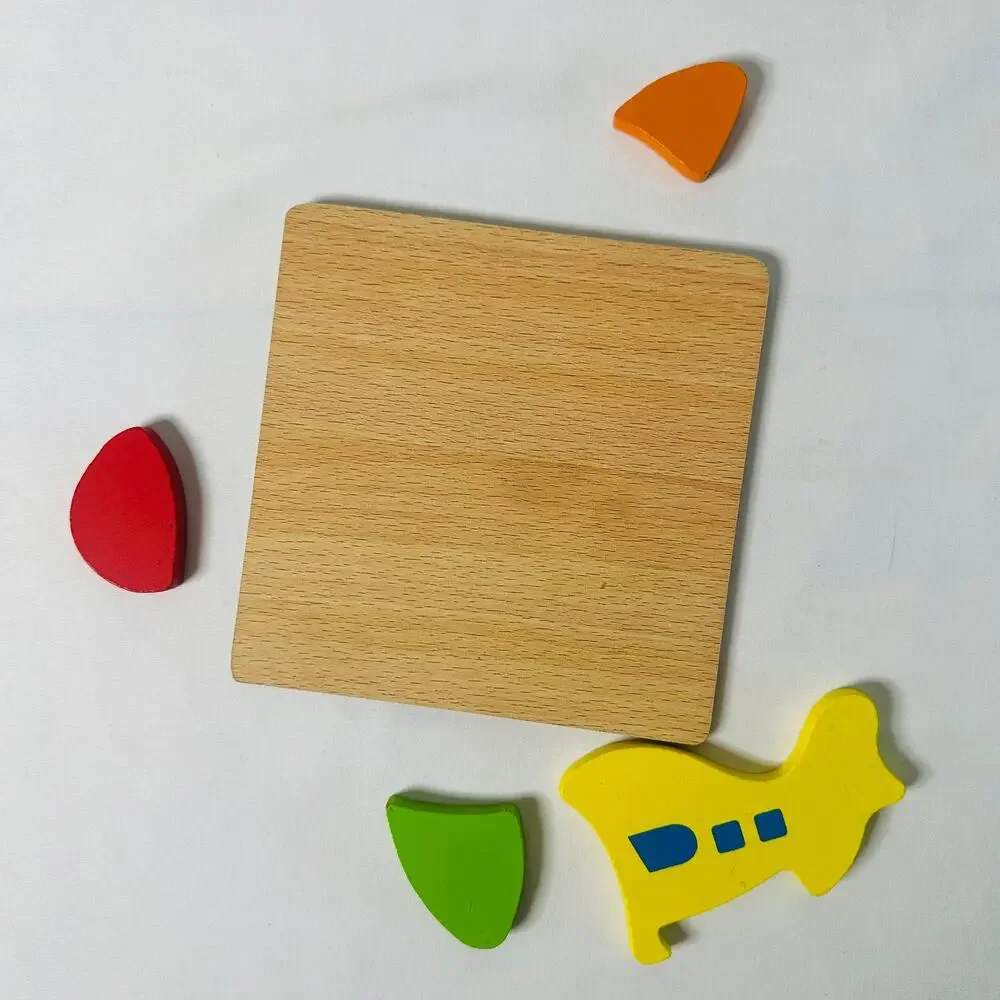 Vintage Airplane Color Block Small Chunky Wooden Puzzle